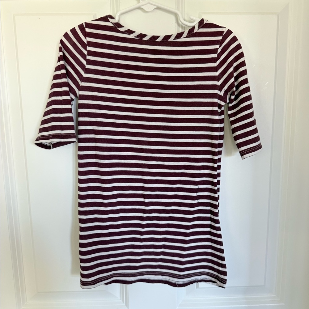 Maroon & White Striped Dress Toddler Girl - Size 3t